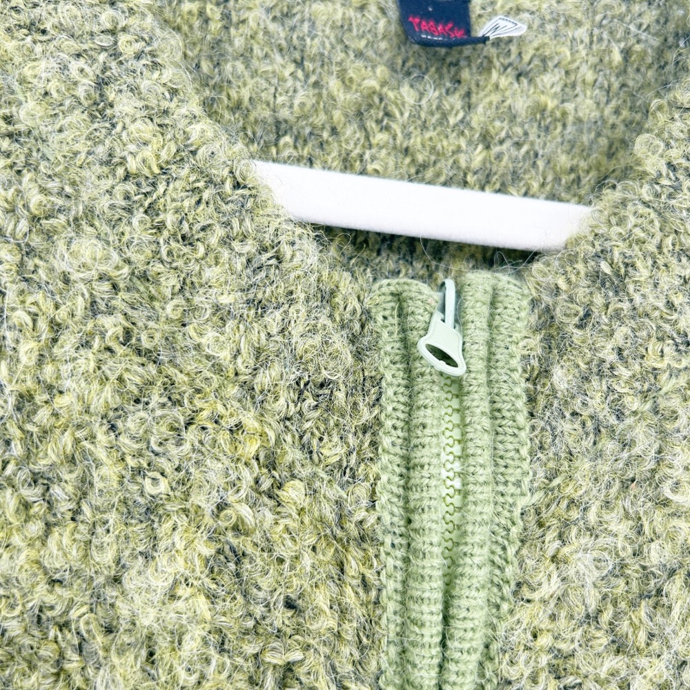 Tabask Womens Handmade In Peru Knit Alpaca Wool Blend Vest‎ M Green Zip Pockets - Picture 5 of 8